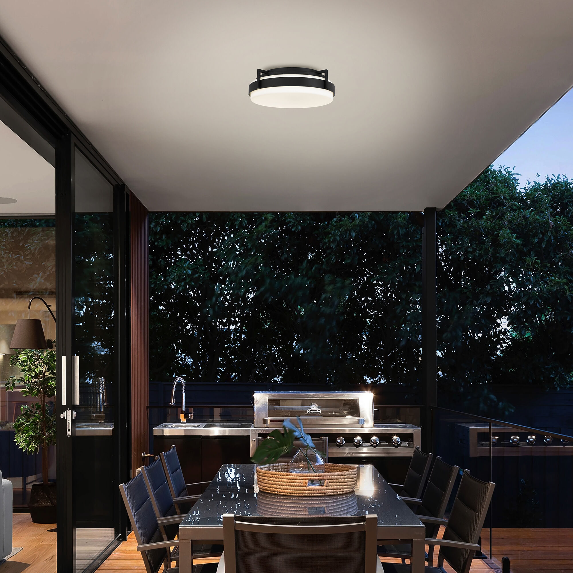 Ted LED 15 inch Sand Black Outdoor Flush Mount